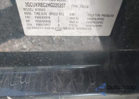 2017 Chevrolet Silverado K1500 Lt из США, поврежденный, VIN 3GCUKREC2HG225207